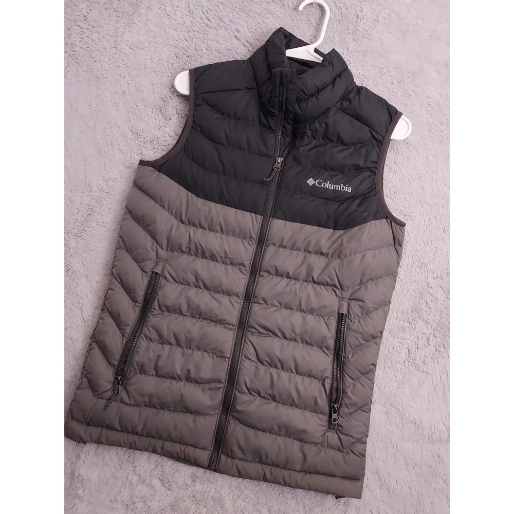 Columbia Vest Mens Extra‎ Small Omni Heat Jacket White Out Full Zip Puffer Gray